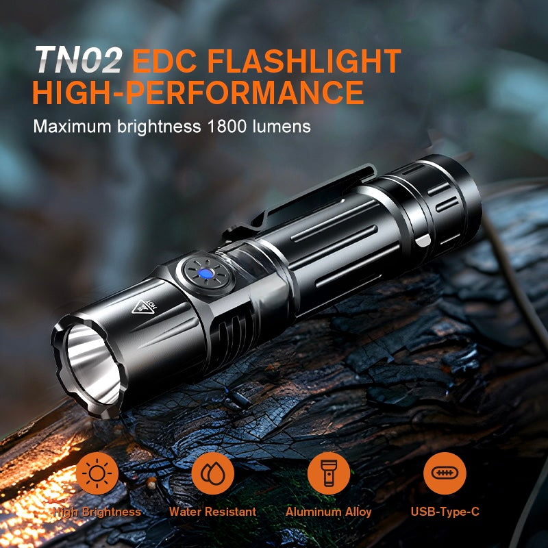 Tactical LED Flashlight 1800 Lumens USB C type charging Torch Magnetic Base Waterproof 8 Hrs Battery Timing