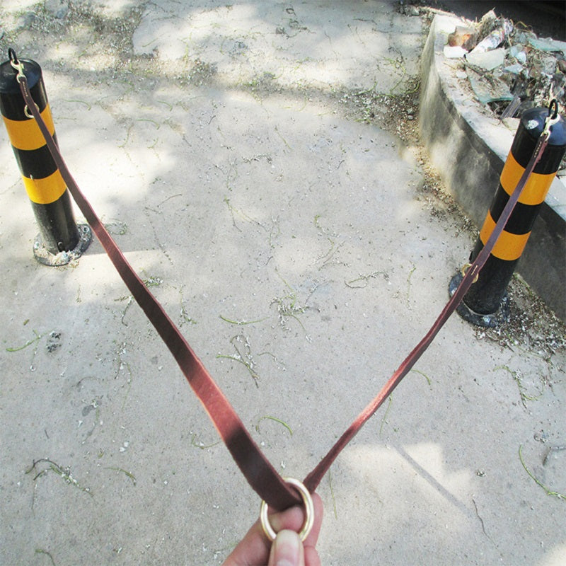 Premium Leather Training Dog Leash – Double Hook Design for Hands-Free Walking & Easy Training