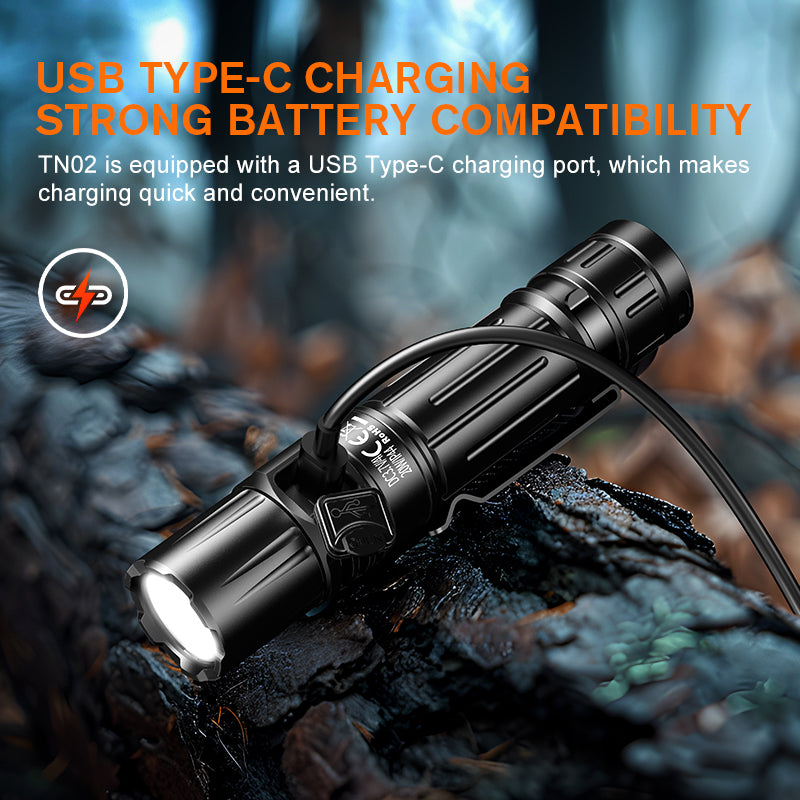 Tactical LED Flashlight 1800 Lumens USB C type charging Torch Magnetic Base Waterproof 8 Hrs Battery Timing