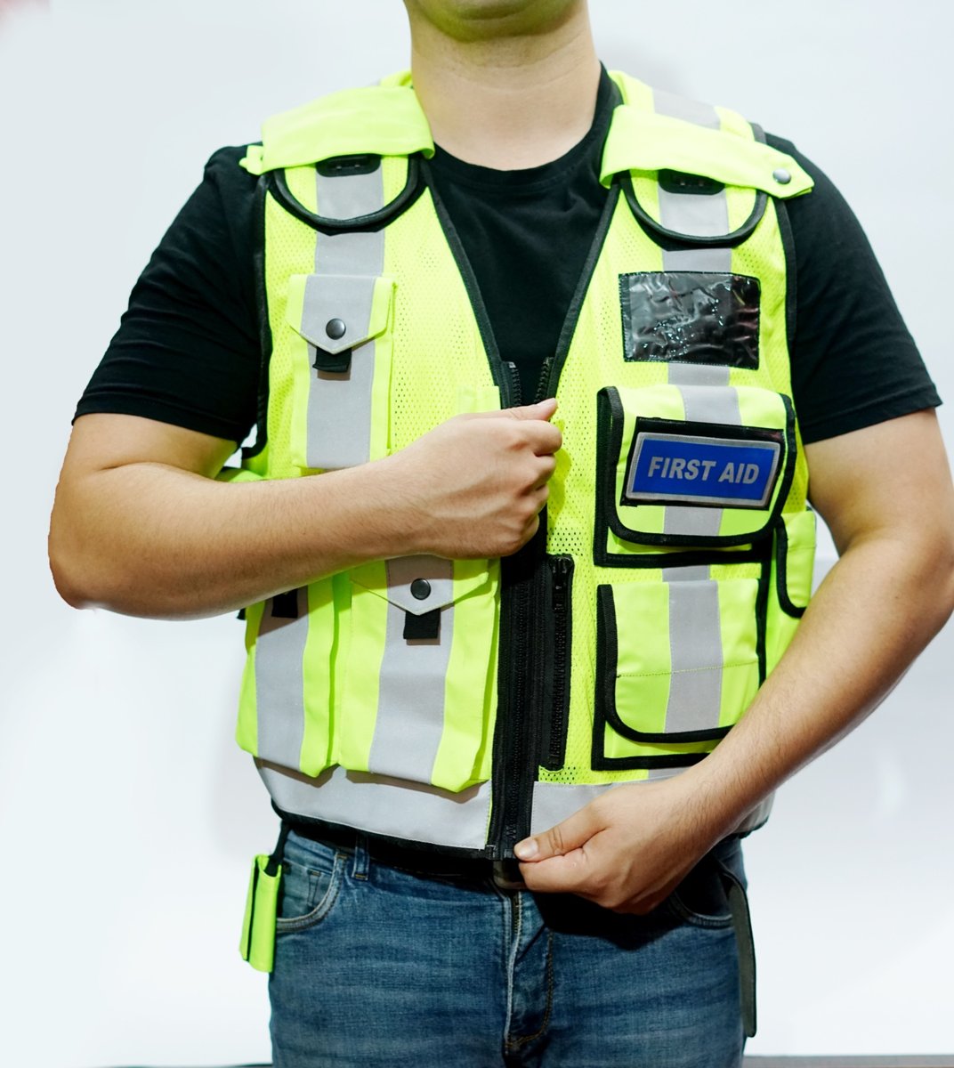 Hi Vis Security Vest Reflective Safety Jacket Tactical Mesh Multi Pocket Dog Han