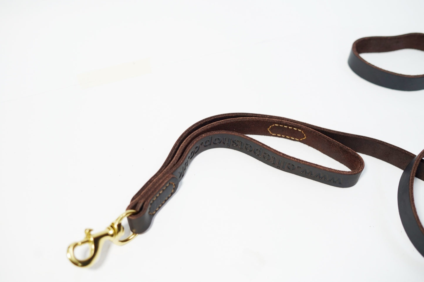 6ft Leather Dog Lead Double Handle Leash with Brass Clip Heavy Duty Training