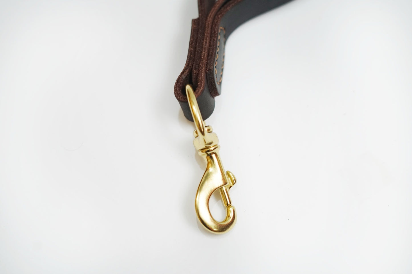 6ft Leather Dog Lead Double Handle Leash with Brass Clip Heavy Duty Training
