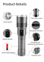 Load image into Gallery viewer, 35000000LM Rechargeable Tactical LED Flashlight USB-C Zoomable Metal Power Bank