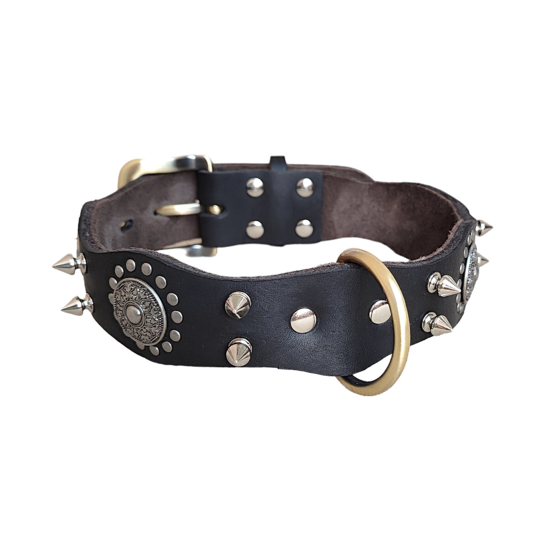 Leather Spiked Studded Dog Collar for Large & Extra Large Dogs – Pit Bull, Mastiff, Bully, Boxer