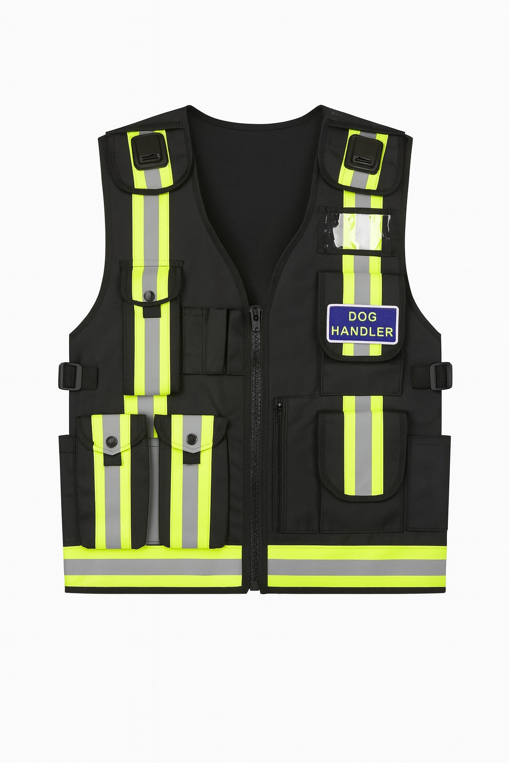 Rac3 Black Short Buttons Hi VIz Tactical Security Dog Handler Tac Vest Rac3 Black Short Buttons Hi VIz Tactical Security Dog Handler Tac Vest