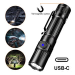 Load image into Gallery viewer, Tactical LED Flashlight 1800 Lumens USB C type charging Torch Magnetic Base Waterproof 8 Hrs Battery Timing
