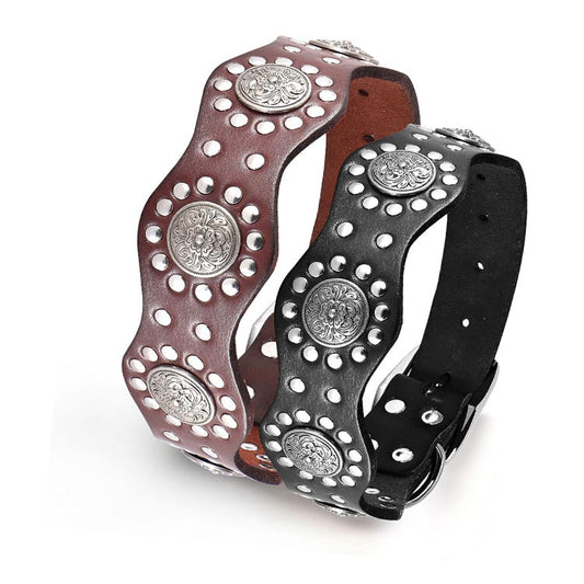 Leather Spiked Studded Dog Collar for Large & Extra Large Dogs – Pit Bull, Mastiff, Bully, Boxer