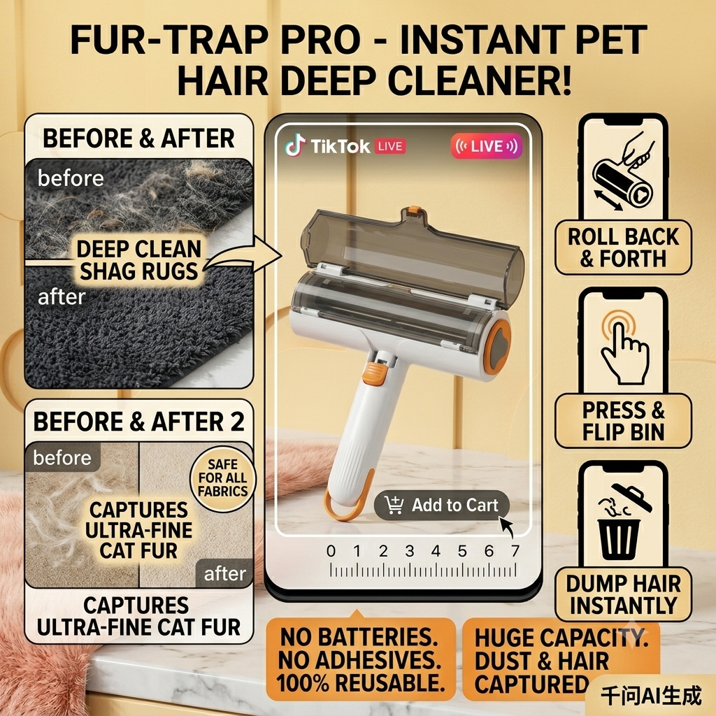 Reusable Pet Hair Remover Roller – Washable Lint Roller for Dog & Cat Hair, Furniture, Clothes & Sofa Cleaning