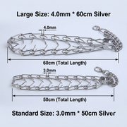 Adjustable Stainless Steel Prong Dog Training Collar with Rubber Tips – Gold/Silver, 3.0×50cm & 4.0×60cm