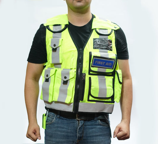 Hi Vis Security Vest Reflective Safety Jacket Tactical Mesh Multi Pocket Dog Han