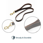 Load image into Gallery viewer, 6ft Leather Dog Lead Double Handle Leash with Brass Clip Heavy Duty Training