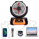 Load image into Gallery viewer, Portable Camping Fan with LED Light &amp; 16000mAh Power Bank | USB Rechargeable, Remote Control, 4-Speed, Ultra-Quiet 29dB — Tent, RV &amp; Outdoor Use