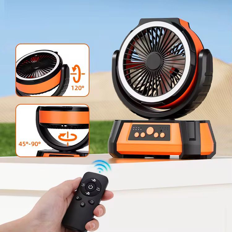 Portable Camping Fan with LED Light & 16000mAh Power Bank | USB Rechargeable, Remote Control, 4-Speed, Ultra-Quiet 29dB — Tent, RV & Outdoor Use