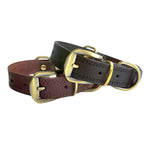 Load image into Gallery viewer, Handmade Genuine Leather Dog Collar – Soft Cowhide Luxury Collar for Small, Medium &amp; Large Dogs (Black &amp; Brown, L &amp; XL)