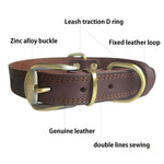 Load image into Gallery viewer, Handmade Genuine Leather Dog Collar – Soft Cowhide Luxury Collar for Small, Medium &amp; Large Dogs (Black &amp; Brown, L &amp; XL)