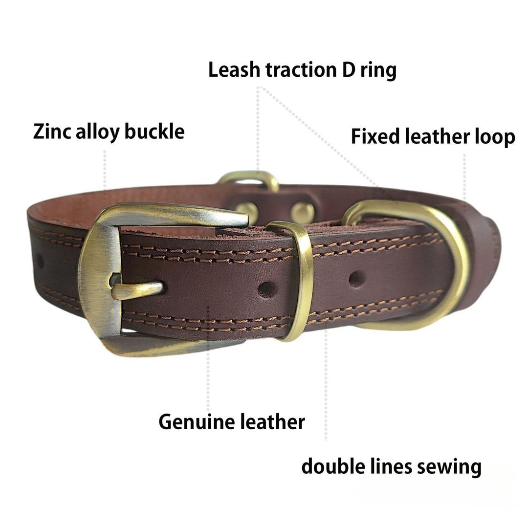 Handmade Genuine Leather Dog Collar – Soft Cowhide Luxury Collar for Small, Medium &amp; Large Dogs (Black &amp; Brown, L &amp; XL)