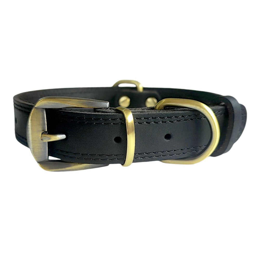 Handmade Genuine Leather Dog Collar – Soft Cowhide Luxury Collar for Small, Medium &amp; Large Dogs (Black &amp; Brown, L &amp; XL)