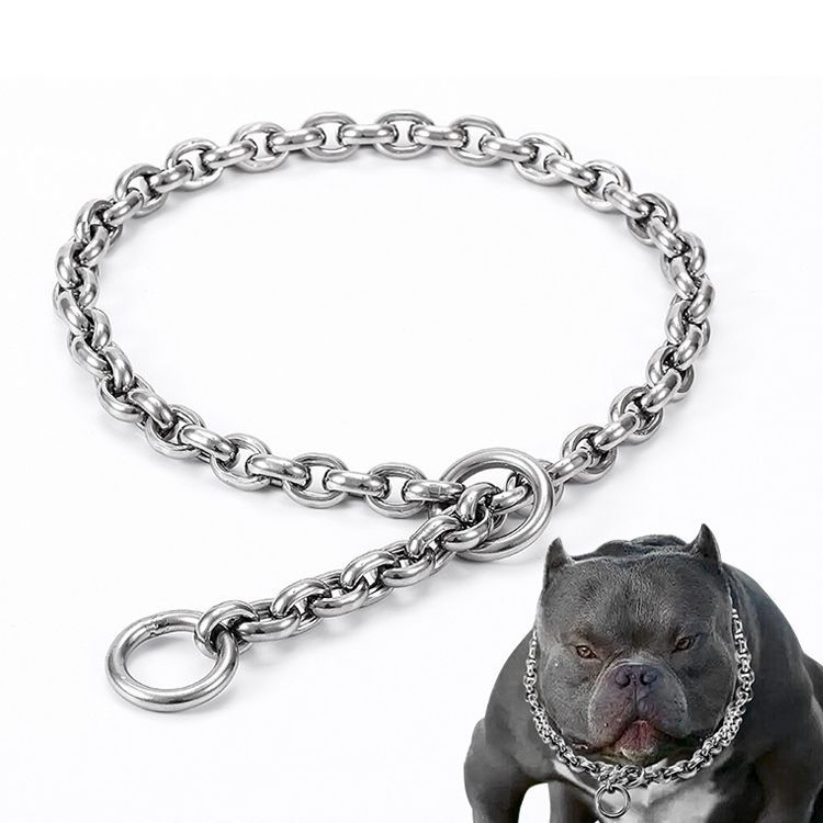 Heavy Duty Stainless Steel 304 Dog Chain Collar – 55cm (4mm) Slip P Chain Training Collar for Medium & Large Dogs