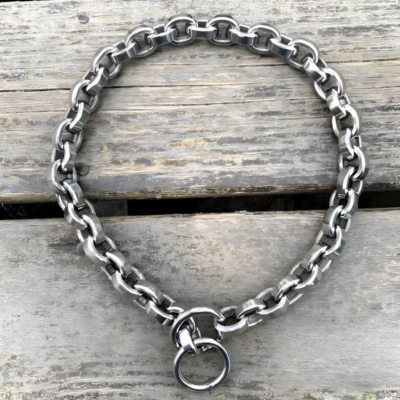Heavy Duty Stainless Steel 304 Dog Chain Collar (44mm 55cm Adjustable) – Strong Slip P Chain for Small, Medium & Large Dogs
