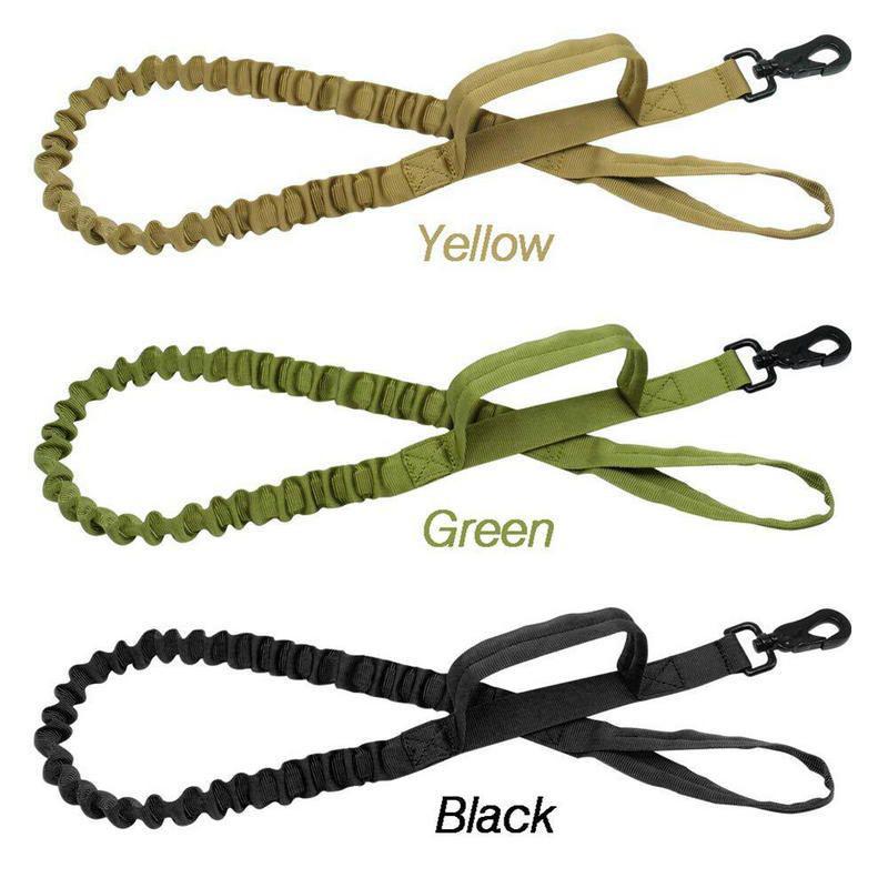 Heavy Duty Tactical Bungee Dog Leash with Car Seat Belt – Reflective Shock-Absorbing No Pull Lead for Large Dogs (Black, Green, Camo & Brown)
