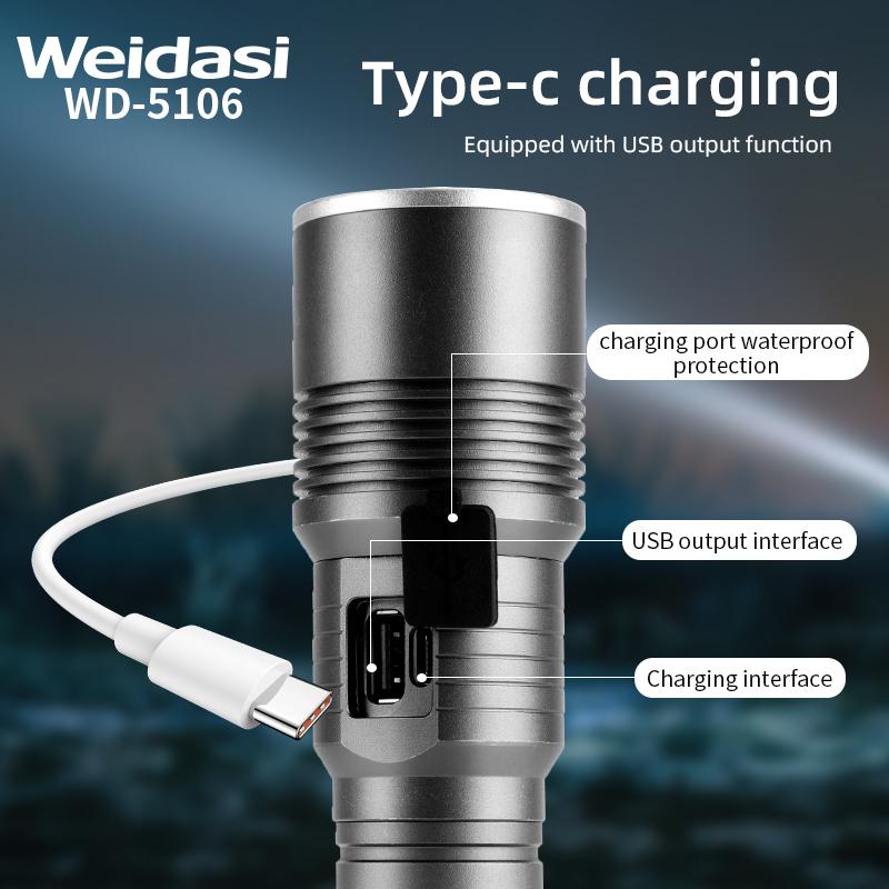 35000000LM Rechargeable Tactical LED Flashlight USB-C Zoomable Metal Power Bank
