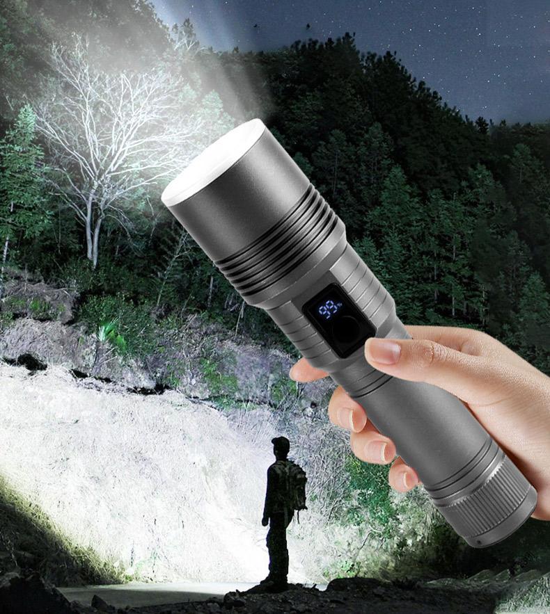 35000000LM Rechargeable Tactical LED Flashlight USB-C Zoomable Metal Power Bank