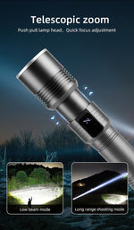 Load image into Gallery viewer, 35000000LM Rechargeable Tactical LED Flashlight USB-C Zoomable Metal Power Bank