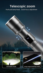 35000000LM Rechargeable Tactical LED Flashlight USB-C Zoomable Metal Power Bank