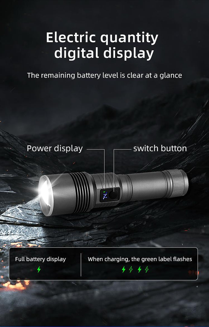 35000000LM Rechargeable Tactical LED Flashlight USB-C Zoomable Metal Power Bank