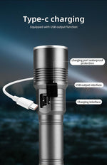 Load image into Gallery viewer, 35000000LM Rechargeable Tactical LED Flashlight USB-C Zoomable Metal Power Bank