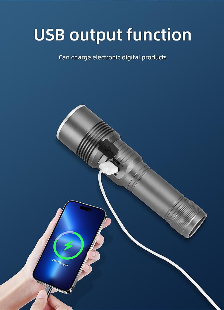35000000LM Rechargeable Tactical LED Flashlight USB-C Zoomable Metal Power Bank