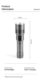 Load image into Gallery viewer, 35000000LM Rechargeable Tactical LED Flashlight USB-C Zoomable Metal Power Bank