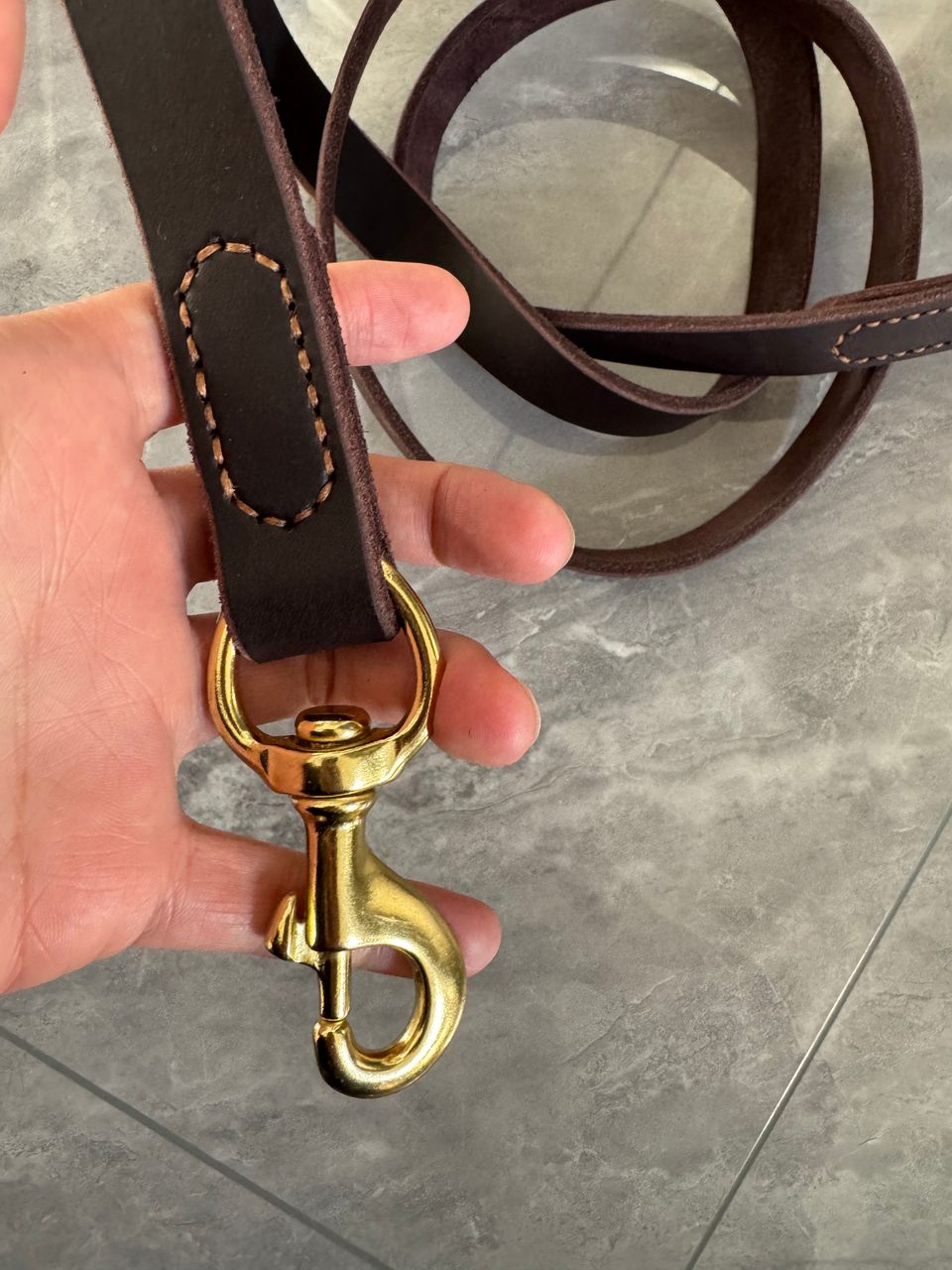 6ft Strong Hand Made Dog Lead Leather Police Training Leash for Large Dogs