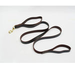 Load image into Gallery viewer, 6ft Leather Dog Lead Double Handle Leash with Brass Clip Heavy Duty Training
