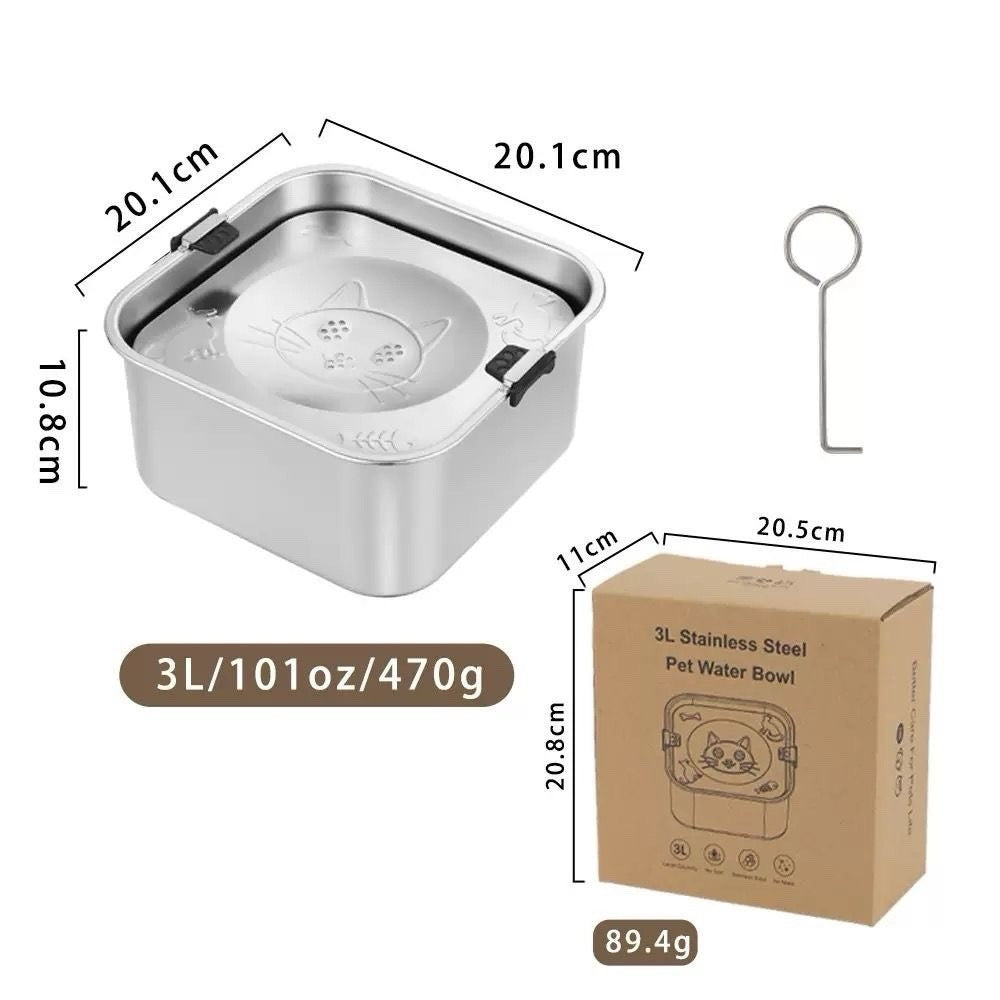 Non Spill Dog Water Bowl 3L Capacity, Splash Proof Floating Water Lid, Anti Drip