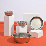 Load image into Gallery viewer, Elevated Stainless Steel Dog Bowls, Non-Slip Base Pet Food Bowls for Small, Medium, Large Dogs &amp; Cats - Durable Stylish Hammered Design, Silver &amp; Copper (Silver, 26 * 20.5 * 7.5cm)