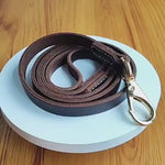 Load and play video in Gallery viewer, Premium Genuine Leather Dog Leash – Strong, Stylish &amp; Comfortable for Walking &amp; Training
