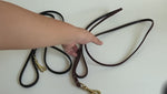 Load and play video in Gallery viewer, Genuine Leather Dog Leash – Heavy-Duty, Stylish &amp; Comfortable for Walking &amp; Trainin
